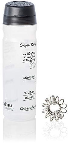 EINFACHER CRÊPES- & PFANNKUCHENTEIG im SHAKER (875ml) machen. 3 Rezeptaufdrucke mit Füllstrichen. Effektives Mixteil aus Edelstahl. Patentierter Ausgießer für sauberes Portionieren. Farbe SCHWARZ