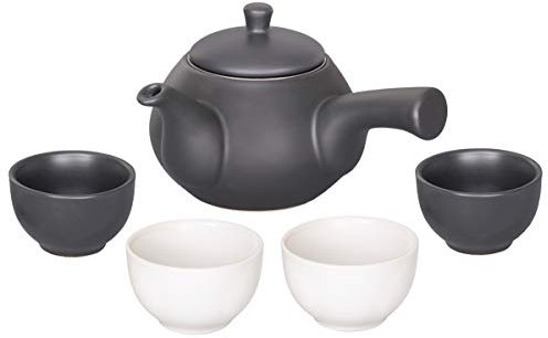 Servizio da tè giapponese, teiera con manico laterale da 500 ml, 4 tazze da tè in ceramica da 70 ml