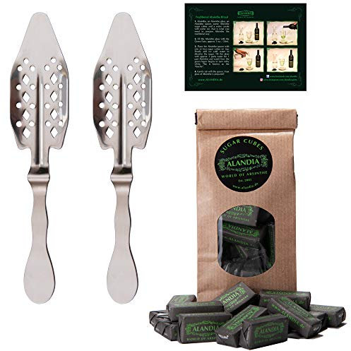 2x Cucchiai da Assenzio in Acciaio Inox da ALANDIA | 1x Cubetto di Zucchero