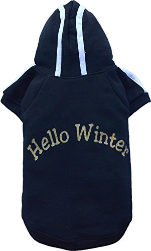 Doggy Dolly T231 Kapuzenshirt Hello Winter für Hunde, schwarz, Größe : XXL