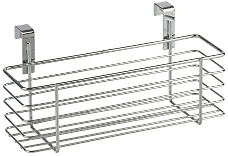WENKO Einhängekorb Slim, Organizer zum Einhängen an Schranktür oder Schublade, Korb aus Metall, 24 x 11,5 x 10 cm, Chrom