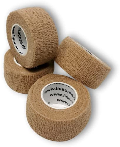LisaCare Fingerpflaster selbsthaftend - elastisches, wasserfestes, staub- fett- und schmutzabweisendes Pflaster - HAUT - 4 Rollen á 2,5cm x 4,5m