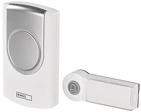 EMOS Funkklingel, Türklingel Set mit Klingelknopf und Klingel, 36 Melodien, 100m Reichweite, 75 dB, batteriebetrieben, Self-Learning