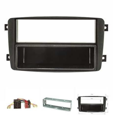 tomzz Audio 2434-008 Radioblende Set kompatibel mit Mercedes C-Klasse W203 S203 CL203 CLK C209 A209 Viano Vito schwarz mit Radioadapter ISO Einbauschacht
