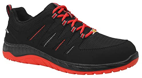 ELTEN Sicherheitsschuhe Maddox Black-red Low ESD S3S, Damen und Herren, Textil, Stahlkappe, leicht, sportlich 45, Schwarz-Rot
