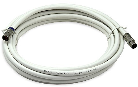 Satix SKK00503 Koaxialkabel F-Schnell-Stecker Horizon Box Modemkabel F/IEC-Kabel, 5m weiß