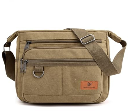 W&G traveler Borsa di tela Messenger, borsa crossbody del computer portatile da 13 pollici, borsa a tracolla della macchina fotografica di Sling Sathel per gli uomini Donne