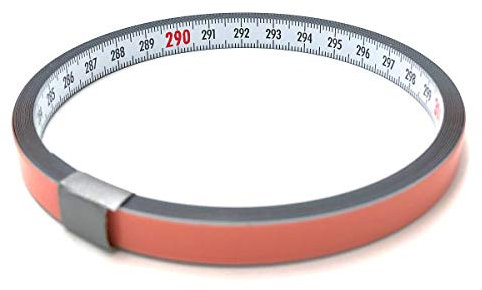 Skalenbandmaß 50cm mit Selbstklebefolie - Bezifferung von links nach rechts - Stahl weiß lackiert - Breite: 10mm, mit Duplexteilung - Gehrungsband Anschlagband Rollbandmaß Lineal
