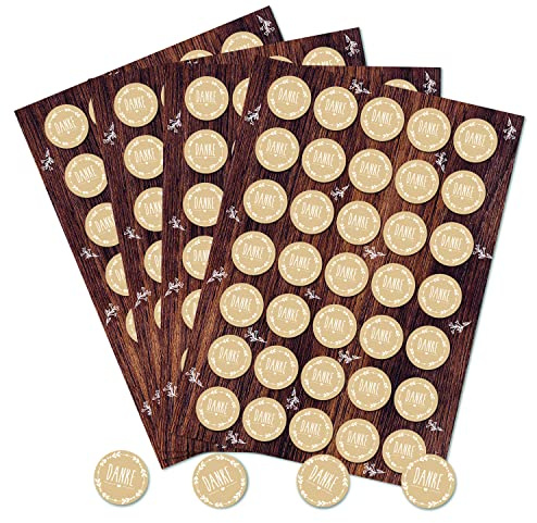 Logbuch-Verlag 140 runde DANKE Aufkleber beige natur weiß Sticker zDankeschön Geschenk Dankeskarte Hochzeit Geburtstag Taufe 3,2 cm