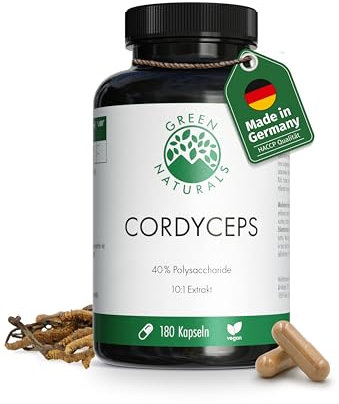 Cordyceps Sinensis - Hochdosiert: 10:1 Extrakt (=14000mg Cordyceps je Dosis) +40% bioaktiven Polysacchariden - Green Naturals®