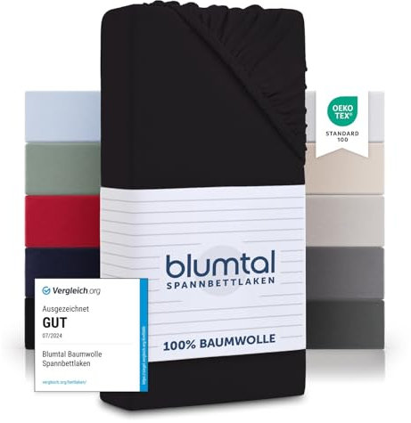 Blumtal® Basics Spannbettlaken Topper 200x200cm Jersey - Bettlaken 200x200cm aus 100% Baumwolle - Oeko-TEX zertifiziertes Spannbettlaken 200x200 Topper - Topper Spannbettlaken 200x200cm - Schwarz
