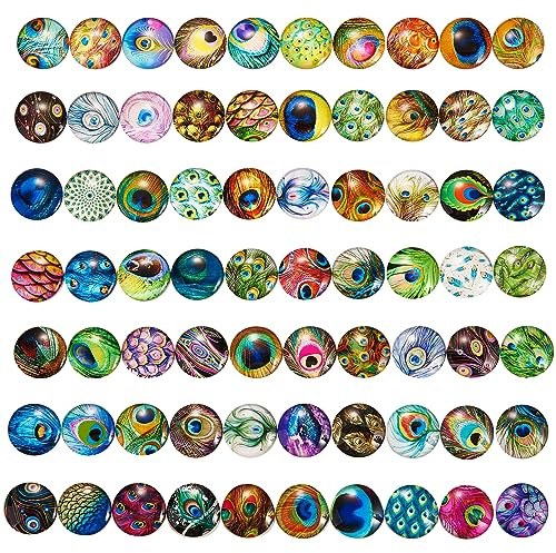 BEEFLYING Muggelsteine Glassteine Bunt Deko, 70 StüCk Farblich C | 25 mm Gemischte Glasnuggets Glücksstein, für DIY Handwerkliche Herstellung Schmuckherstellung Heimdekoration