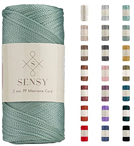 Sensy Premium 2mm 251 Yards Polyester Rope 100% Polypropylene Cord Macrame Cord 2mm Crochet Bag Cord Macrame Rope Crochet Thread Gift for Knitter (Sage)