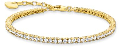 THOMAS SABO Tennisarmband mit weißen Steinen vergoldet 925 Sterlingsilber, 750 Gelbgold Vergoldung