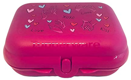 Tupperware to Go Twin lila Love Kiss Brotdose Sandwich Box Behälter Kindi Twin Kind Kindergarten Schule Dose klein Größe 2