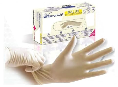 NACATUR Naturex 626 Salus - Guanti in lattice senza polvere, taglia XL, confezione da 100 guanti