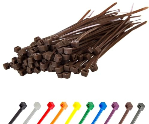 Gocableties Kabelbinder Braun 100 Stück 200 x 2,5 mm UV-beständig | 8,1 kg Zugfestigkeit, UV-beständig