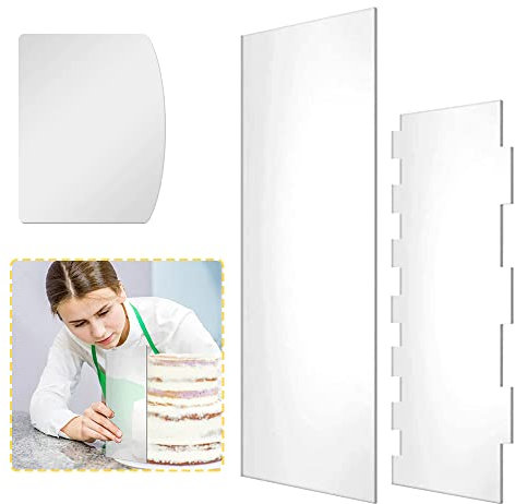 AFASOES 3 Pz Raschietto Liscia per Torta Grande in Acrilico Raschietto per Crema Torta Raschietto per Torte in Acrilico Trasparente Pettini per Decorazione di Torte per Decorare Dolci e Torte