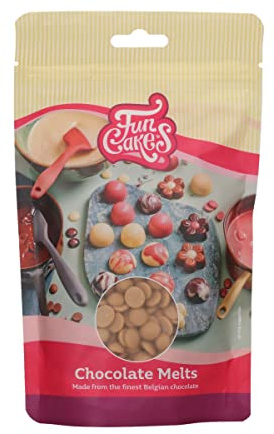 FunCakes Chocolate Melts Schmelzschokolade, Gold, 200 g | Schoko-Melts aus echter belgischer Schokolade, Vielseitig Einsetzbar, Schmelzen im Wasserbad oder Mikrowelle
