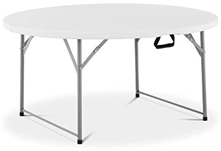 GOVITA Tavolo Salvaspazio Pieghevole Da Giardino Bianco 183x76 Cm Tavolo Richiudibile Da Campeggio Resistente Con Maniglia Per Trasporto In Hdpe Da Balcone Terrazza Campeggio (BIanco Rotonto)