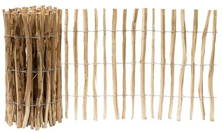 Garmix Clôture de jardin en lattes en bois - 5 m (90 cm - 4-5 cm)