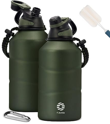 Fjbottle Stainless Steel Water Bottle 1.9L Double-Walled with Magnetic Lid, BPA Free Vacuum Insulated Water Bottle, Big Metal Drinking Flask Large Capacity Jug Leak-Proof for Sports, Camping, Gym