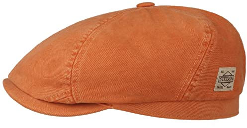Stetson Soft Cotton Flatcap 6-Panel-Design Herren Wintermütze Baumwolle Herbst Winter orange L (58-59 cm)