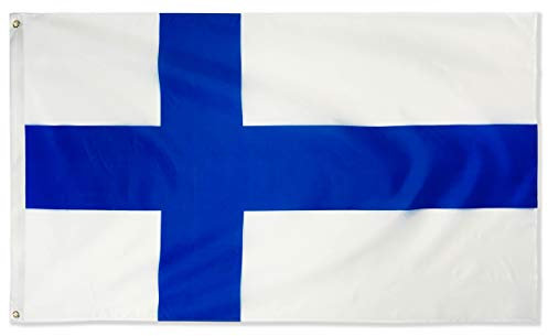 Bandiera della Finlandia, 90 x 150 cm, in poliestere, con occhielli in ottone, 90 x 150 cm