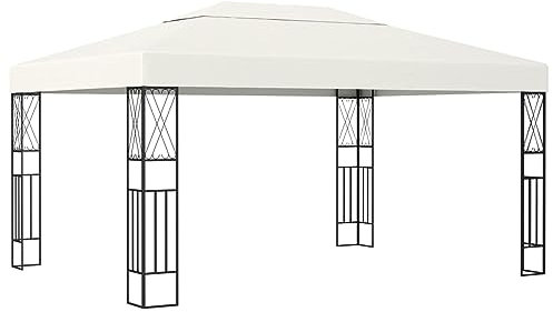 BaraSh Pavillon 3×4 m Creme Stoff Grill Pavillon Wasserdicht Stabil Winterfest TerrassenüBerdachung