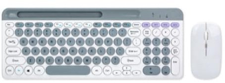 Desikixudy Tastiera e mouse fili Bluetooth con rotondi, adatti per tablet e laptop, colore
