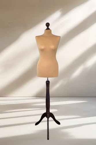 LUSORIA Schneiderpuppe, Schneiderbüste weiblich beige/Dunkles Holz (XXL 46/48)