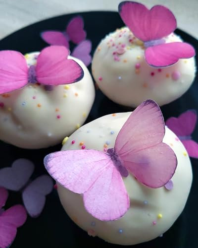 Anglesit Pre-Cut Beautiful Gradient Pink Mixed Size Butterflies A Edible Wafer Paper Cupcake Toppers Cake Decorations Birthday Party (20)