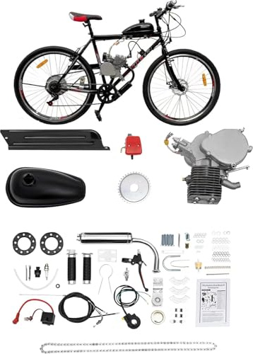 Cykelmotorsats 100 cc Tvåtakts, 44/36-Tandad, 2 Liters Kapacitet, Konverteringssats, Monteringssats, 200 kg Lastkapacitet, Förgasare (44 Tänder)