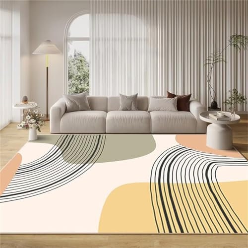 RUGMRZ Weicher Teppich 170x240CM Schlafzimmers Kinderteppich waschbar Sahne Waschbarer gestreifter Babyzimmer-Teppich Kleiner