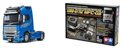 TAMIYA 56375 1:14 RC Volvo FH16 XL 750 4x2 + 56523 1:14 MFC-03 Truck-Multifunktionseinheit - Bausatz zum Zusammenbauen, RC Truck, fernsteuerbarer, Lastwagen, LKW, Konstruktionsspielzeug, Modellbau