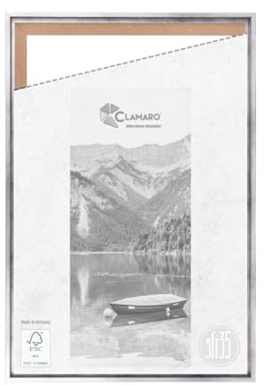 CLAMARO Schattenfugenrahmen SFR35, 40x60 cm, Keilrahmen, Silber | MDF-Holz Rahmenleiste, Schattenfuge ca. 7-8 mm, Metall Zackenaufhänger, inkl. Montagematerial, ohne Leinwand