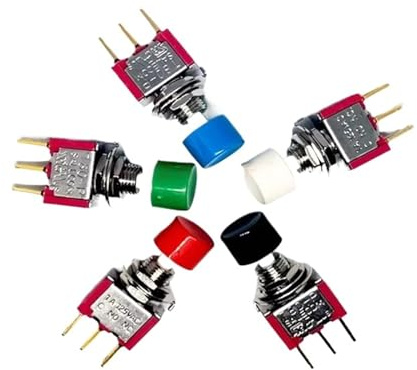 1pcs SH T80-P Series P8701 3-Pin Snap-Acting Click Momentary ON-MOM Push Button Switch gold plated feet MQXFCZUX(Green knob)