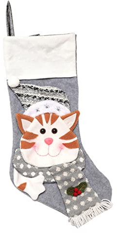 TianWlio Weihnachten Deko Nikolaussocke Weihnachtsstrümpfe Katzen, Hunde und Pinguine, Weihnachtsstrumpf, 3D-Haustierhalter, Ornament, Geschenktüten zur Weihnachtssocken Kuschelsocken (C, One Size)