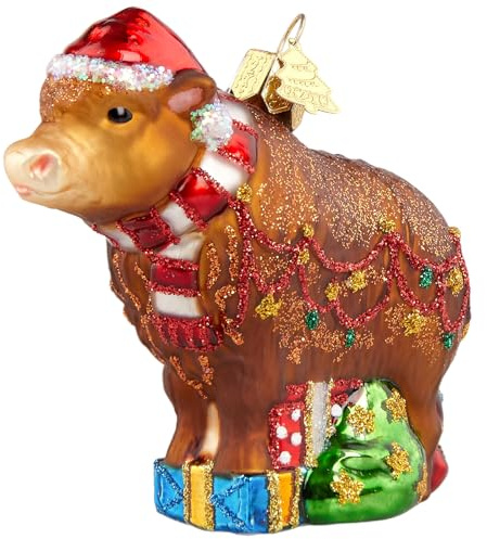 Ornamenti per albero di Natale, ornamenti in vetro soffiato fatti a mano, collezione di mucche figura appeso ornamenti, decorazioni per albero di Natale per gli amanti degli animali domestici festa