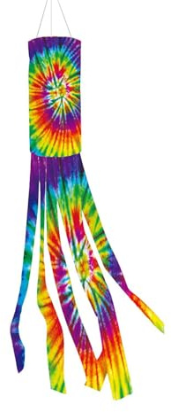 Windsack-Flagge für den Außenbereich, dekorative Regenbogen-Flagge mit Metalldrehclip, lebendige Polyester-Batik-Flagge zum Aufhängen, für Gärten, Terrassen und Außenbereiche, bunte Hofdekoration