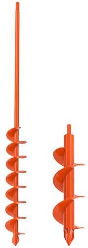 BeneLabel 2 punte da trapano a coclea da giardino, 81 x 5,1 cm e 31 x 7,6 cm, strumento per scavare piantare terreno esteso albero a spirale per aiuole/semina/recinzione, adatto per pali delle