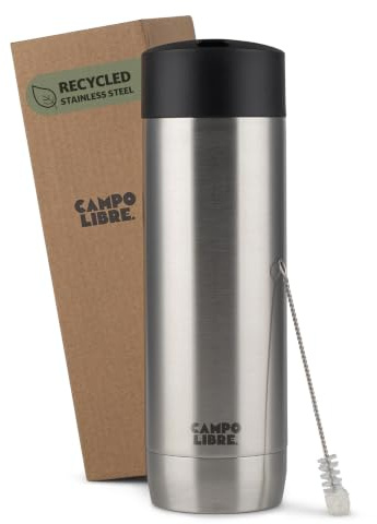 Campo Libre.® Anto I Kaffeebecher to go thermo I Thermobecher I 100% auslaufsichere Travel Mug mit One-Touch-Verschluss I Premium Coffee to go becher I Doppelwandig, hält mind. 6h heiß, Steel, 450ml