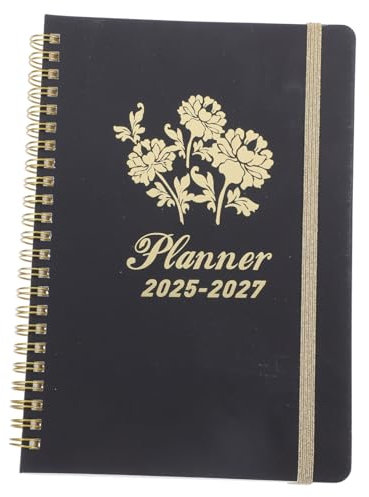 Angoily Zeitplanbuch gefüttert Tagebuch klein Notizbilder Reisende Agenda kalender reisejournal notizbuch zeitmanagement Planer Notebook-Zeitplan Stundenplan tun spiralblock Papier Black