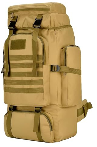 CINGHI LUSSO Sac à dos de randonnée 80l hommes sac à dos imperméable | militaire tactique molle sac de jour Camping randonnée en plein air survie sac à dos (Kaki)