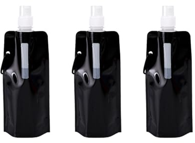 Lot de 3 Gourdes Souple, Gourde Pliable, Sans BPA, Flasque Running 500ml, Bouteilles Réutilisables pour Festivals, Sports en Plein Air, Voyages, Gourde Randonnée, Gourde Camping