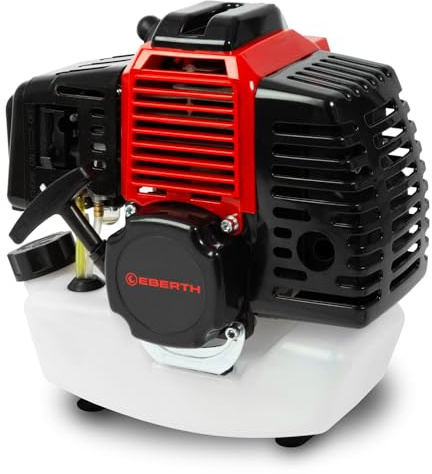 EBERTH 3 hk / 2,21 kW bensinmotor 2-takts, 52 cc cylindervolym, luftkylning, dragstart, reservmotor för röjsågar, gräsklippare, häcksaxar, 1,2 l tank, fästavstånd 71 x 71 mm