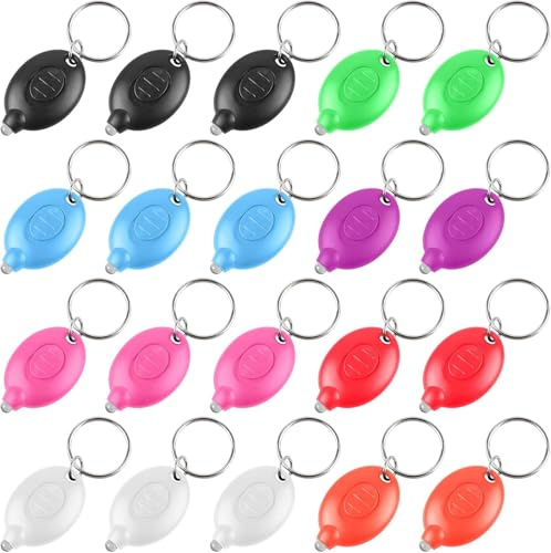 GBKDQQ 20 llaveros LED para linterna, mini linterna, portátil, ultrabrillante, funciona con pilas, llavero para niños (color aleatorio)