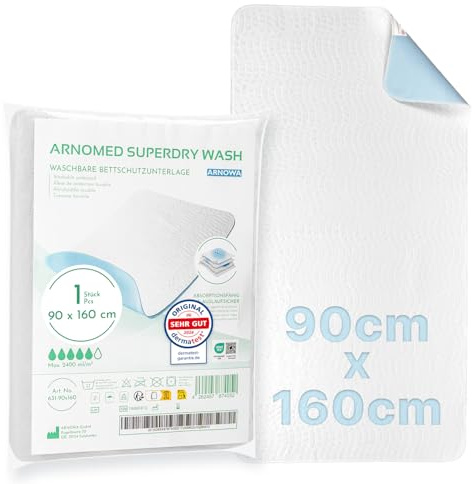 ARNOMED® Inkontinenzunterlage waschbar 1 STK 90x160cm, Inkontinenz Bettunterlage wasserdicht wiederverwendbar, Betteinlage Bettschutz Unterlage, Wickelunterlage Kinder, Unterlage Senioren