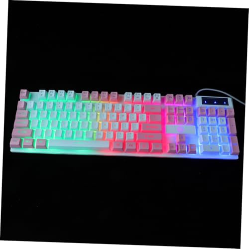 Toddmomy Teclado Mecánico Retroiluminado RGB de 104 Teclas, Rosa, ABS | Teclado Cable, Cable 1,4m, Teclas Suspendidas, Base Reforzada
