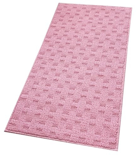 emmevi Tappeto Bagno Morbido Assorbente Antiscivolo 3D Intrecciato Scendiletto Lavabile 45x75 Cm Rosa